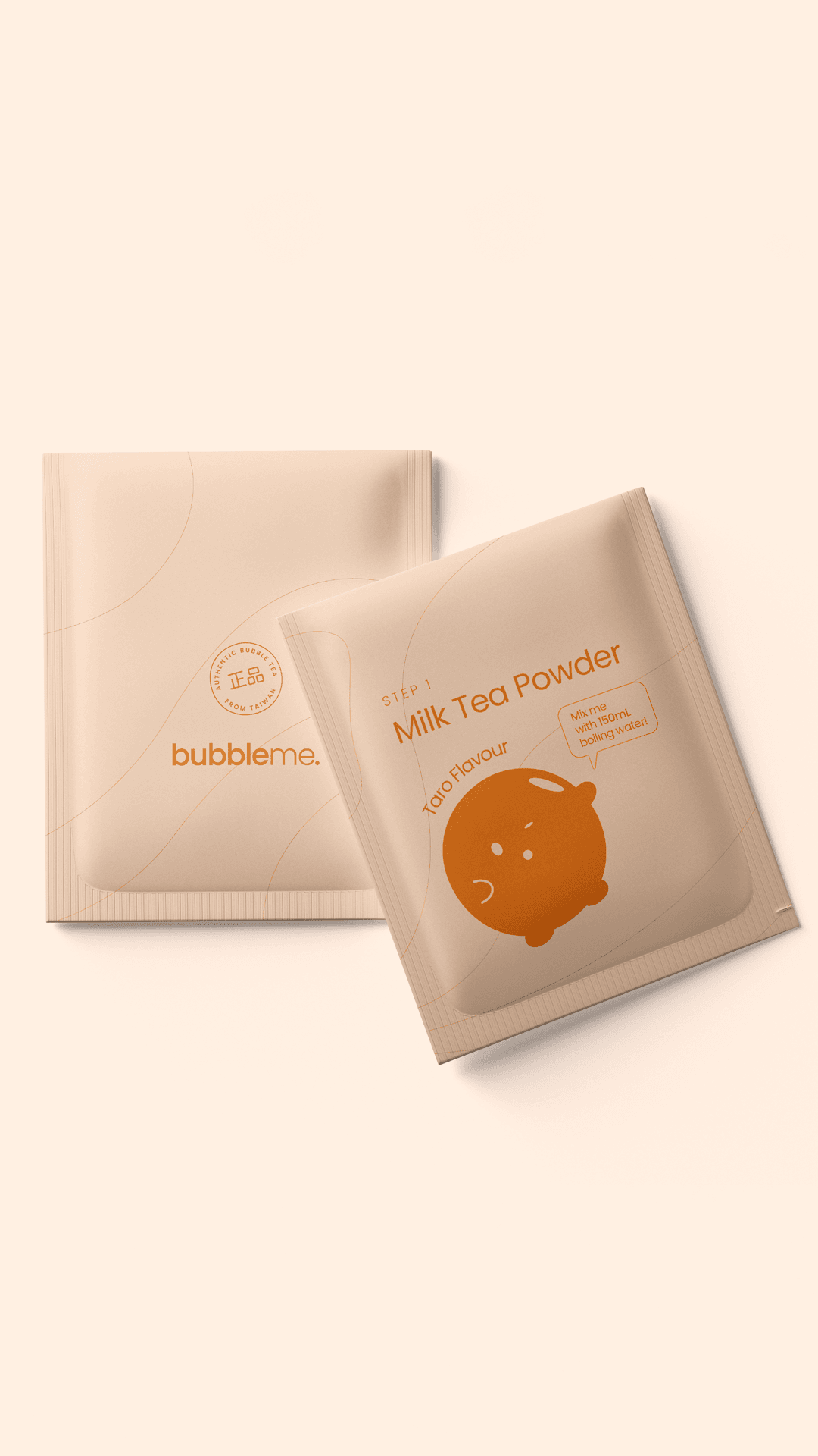 ByAsia BubbleMe brown sugar bubble tea sachet packaging — FMCG beverage packaging design by Mude Sydney