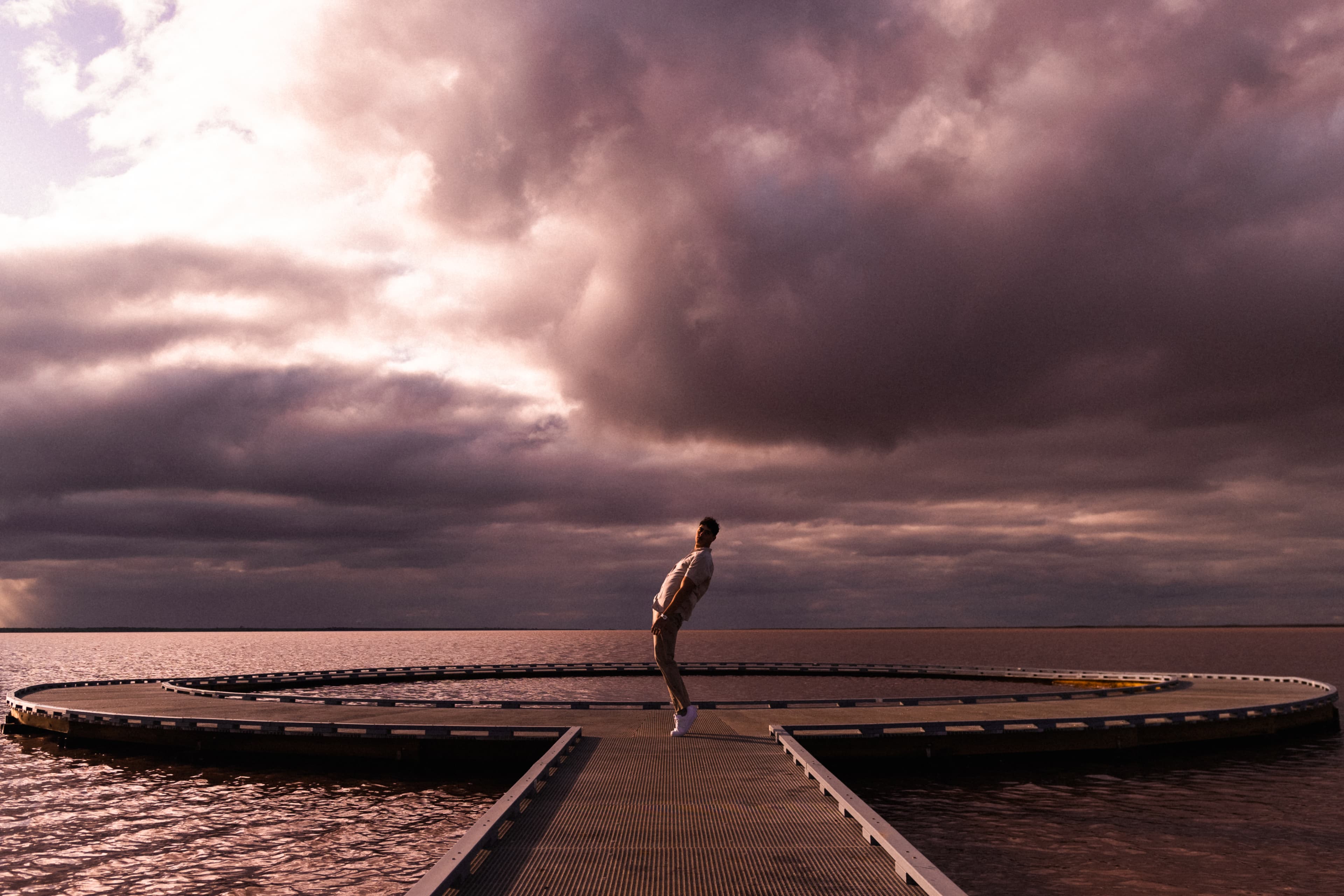 Shooting a live performance music video at Victoria’s pink salt lakes, with Oliver Cronin.