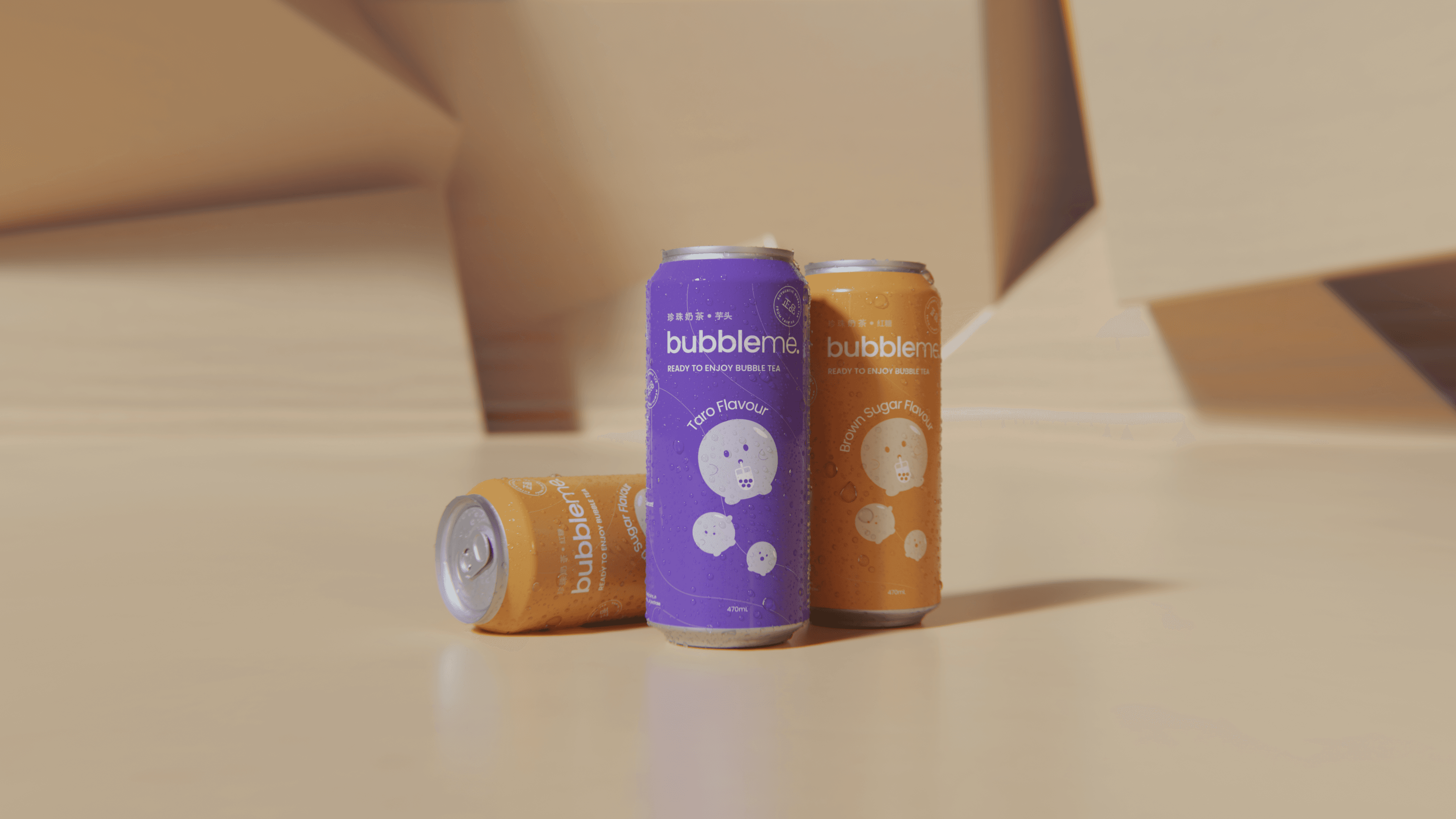 ByAsia BubbleMe bubble tea product photography — FMCG beverage branding and packaging by Mude Sydney