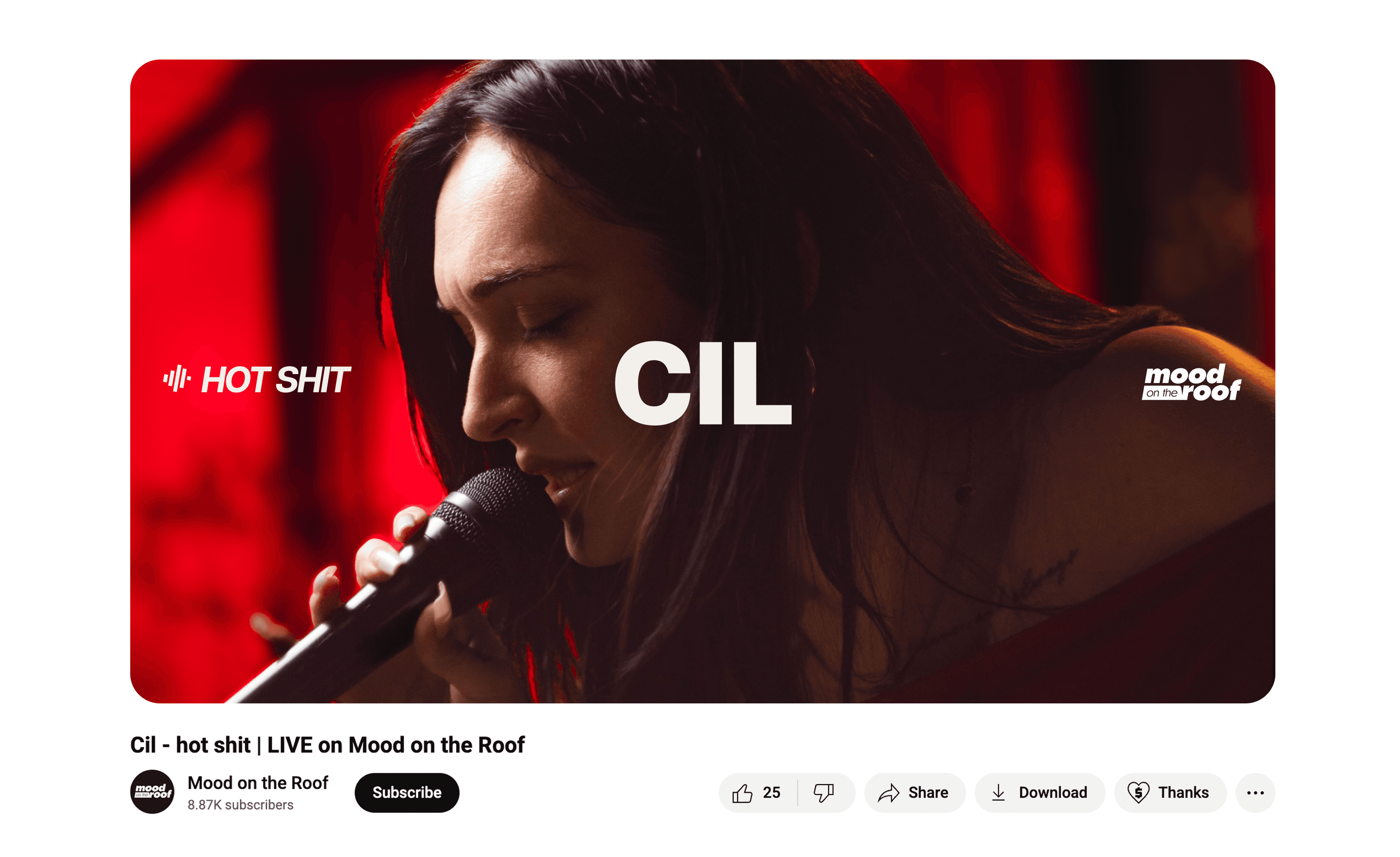 Mood on the Roof brand refresh — new thumbnail design featuring artist Cil and updated typography system.