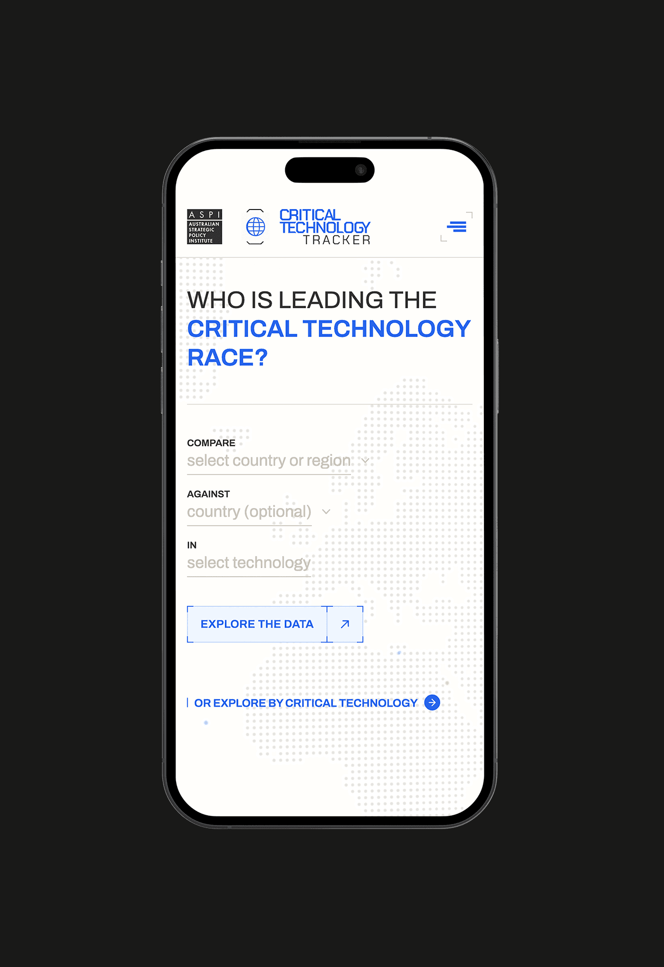 ASPI Critical Technology Tracker article asking Is There A Critical Technology Race — policy research web content by Mude Canberra