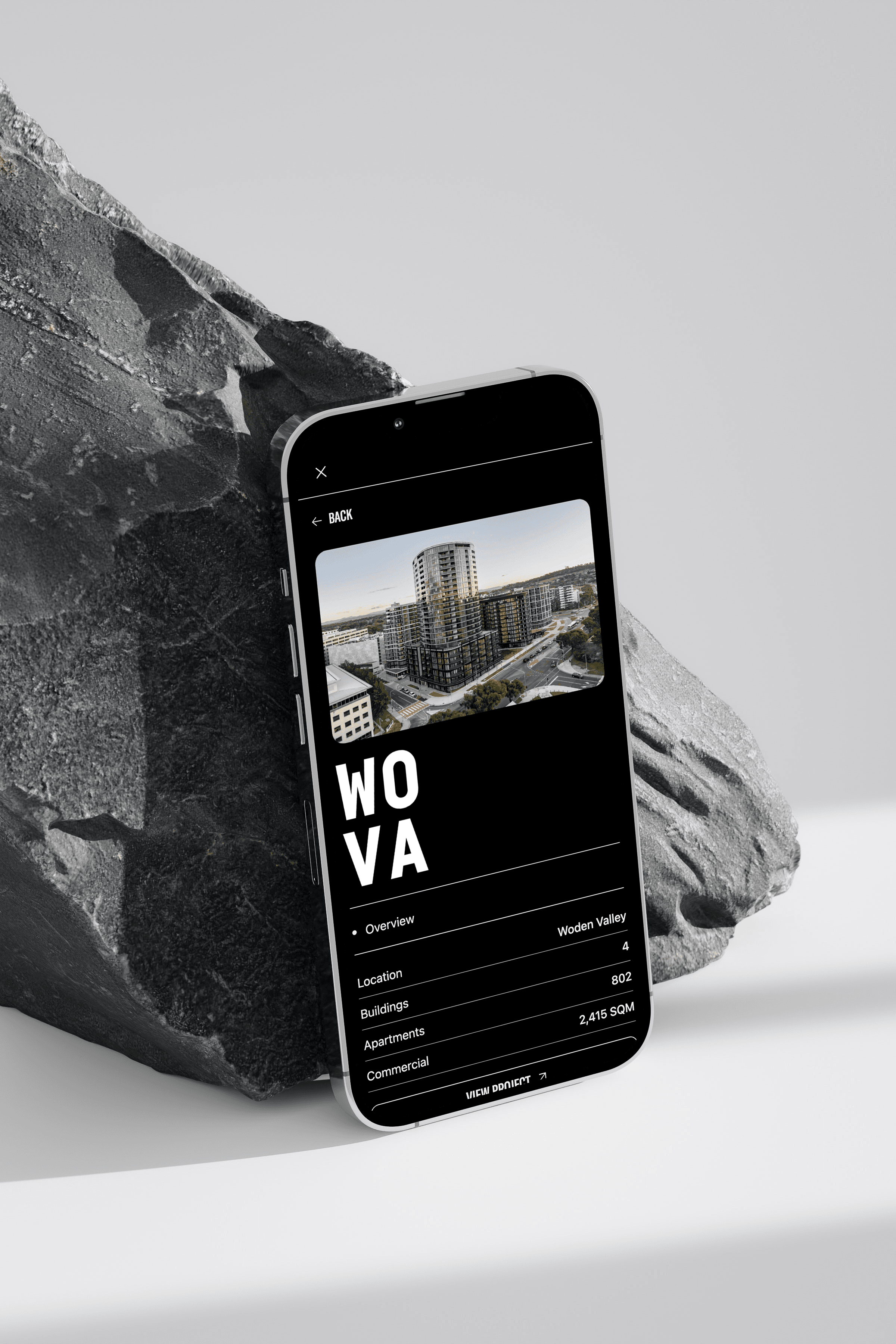 GEOCON property developer website mobile design, showcasing residential project information and interactive digital features.