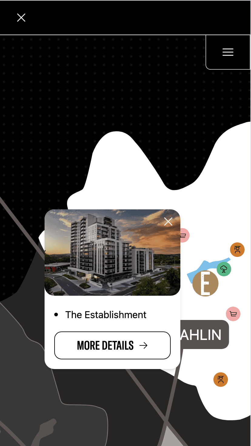 Interactive property map displaying The Establishment residential development by GEOCON.