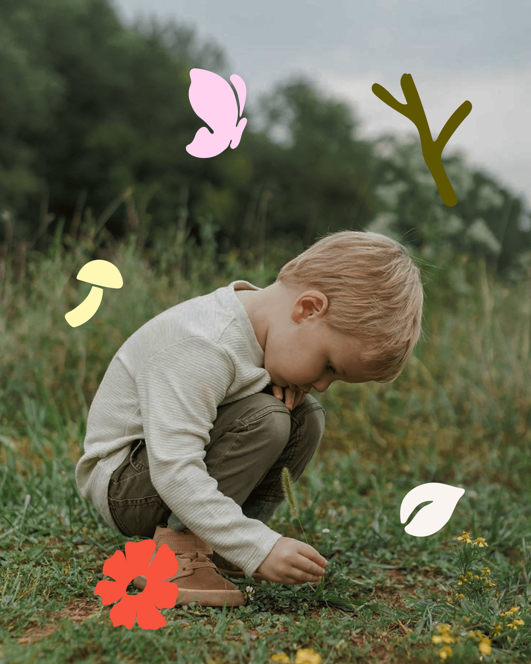 A child exploring nature, used as part of Sunbaby’s baby brand identity to express curiosity, care and early development.