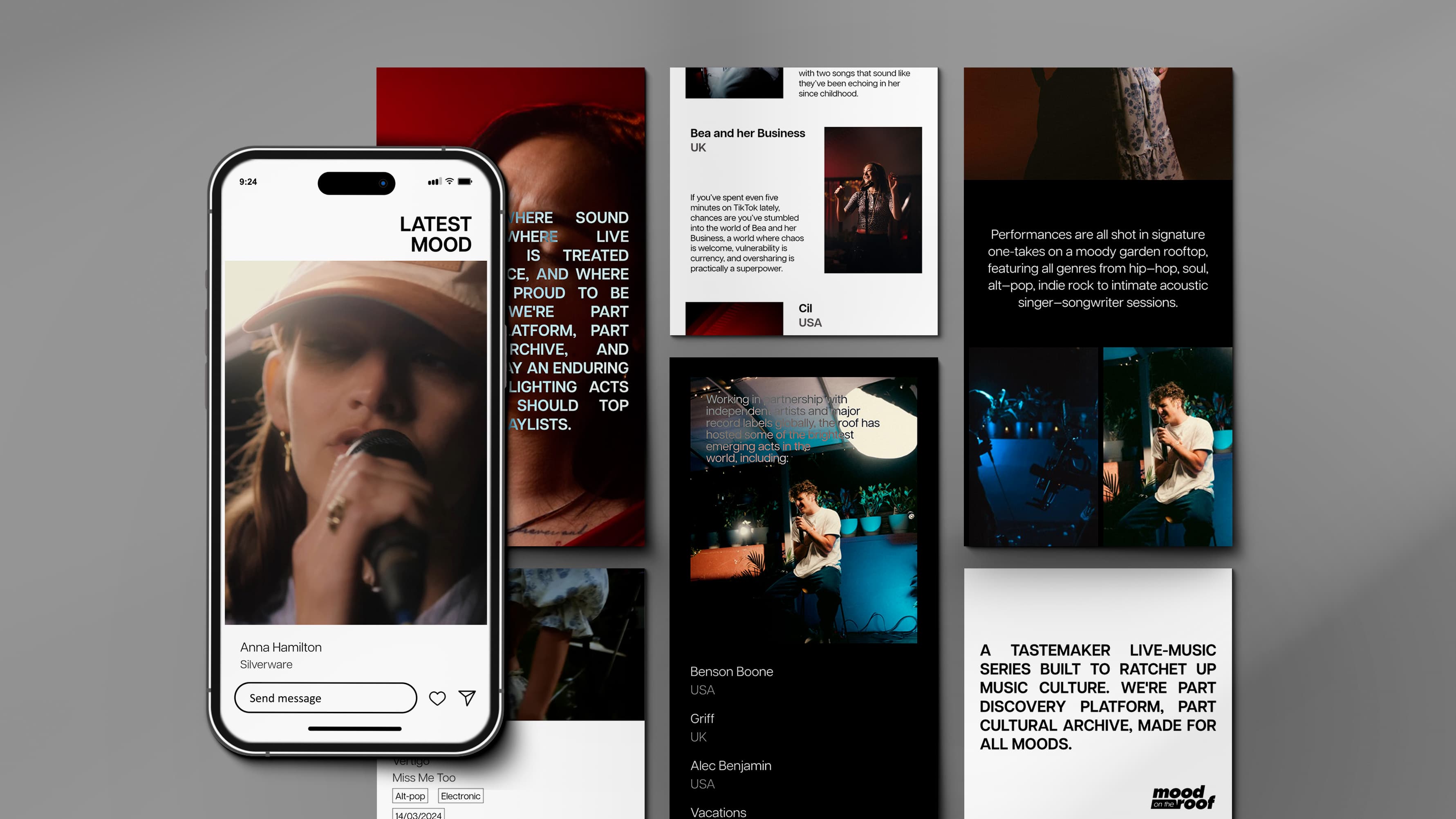Mood on the Roof social media templates — live music series content design by Mude creative agency