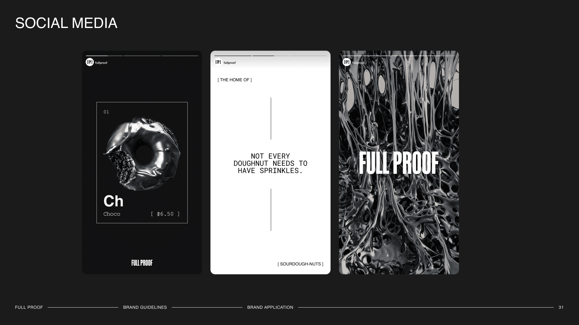 Full Proof brand guidelines showing logo usage and clear space rules — brand identity system by Mude Sydney